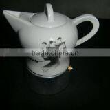 Drinkware 500ml White Logo Printing Porcelain Coffee Pot Set With Holder thumbnail-1