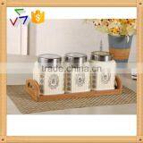 Square Ceramic Canister Set With Bamboo Stand thumbnail-1