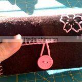 New Products 2017 Cheap Polyester Ticket Wallet Credit Card Purse Wool Fabric Smart Phone Case With Flower Pink Button Closure thumbnail-1