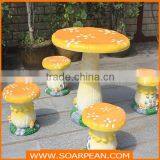 Modern Fashion New Desigbn Colorful Round Fiberglass Mashroom Table thumbnail-3