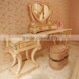 French Style Wooden Carved & Handmade Painted Antique Vanity Makeup Dresser With Mirror - BF07-70038D thumbnail-1