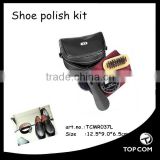 PU leather case promotional shoe polish set travel shoe care kit