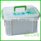 PP plastic home use basic tool car survival first aid medical CE/FDA/MSDS/DIN storage box tray with handle and latch lid