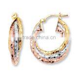 Gold Plated Tri Colored Gold Plated Hoop Earrings thumbnail-1