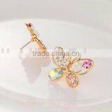 Girls Jewelry Pearls Butterfly Earrings,hollow Gold Stud Earring With Colorful Crystals thumbnail-1