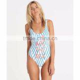 Retro High Cut One Piece For Women Custom Low Scoop Back High Cut Legs Swimsuit Polyamide Elastane Blend Material Swimwear thumbnail-2