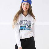 Fashion Print Casual White Girls Hoodies