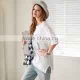 Wholesale Summer Short Sleeve White Printing T Shirt for Ladies thumbnail-3