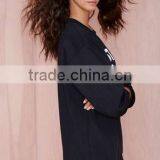 Wholesale Garments Boyfriend Terry Without Hood O-neck Comfortable Printed Plain Dyed for Women Sweatshirt Made in China thumbnail-4