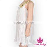 Summer Children Plain White Sleeveless A-line Blank Sequin Chevron Bouffancy Baby Girl Dress thumbnail-4