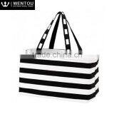 Fashion Women Plain Striped Large Utility Tote Bag thumbnail-2
