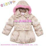 Sweet Double Breasted Girl Cotton Quilted Coat With Waistband thumbnail-1