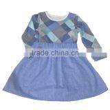 OEM Winter Printed Round Neck Soft Denim Cotton Frocks Design Girl Dress thumbnail-1