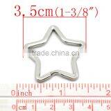 3PCs Silver Tone Stainless Steel Star Split Rings Key Rings 3.5cmx3.3cm(1 3/8"x1 2/8"),Bulk thumbnail-1