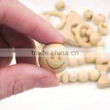 Round Ball SMILE FACE Bead Burnt Engrave Diy Accessory Wooden Craft thumbnail-2