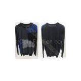 Fashion Scoop Neck Mens Wool Sweaters for Autumn , Four Tones Color Block Design thumbnail-1