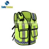 Hot selling high quality reflective safety production new design vest with multi-pocket for mens