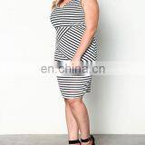 High Quality 3xl Plus Size Dress Fat Women Dress Bandage Striped Bodycon Dress thumbnail-3