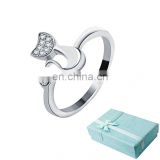 High Quality Wholesale Silver Plating White Rhinestone Cat Ring For Gifts