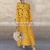 2020 Summer Fashion Women Dresses O-neck Print Dot Stripe Long Sleeve New Style Short Dress For Ladies thumbnail-6
