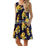 Modest Plus Size Women Clothing Casual Sleeveless Floral Maxi Dress thumbnail-5