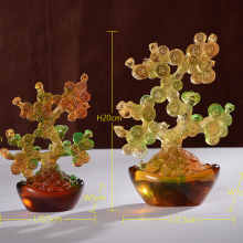 Liuli Crystal Chinese Feng Shui Lucky Fortune Money Tree Craft thumbnail-3