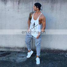 Wholesale Custom Print Logo Sports 100% Cotton Mens Gym Vest Tank Top thumbnail-3