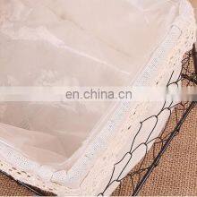 Wholesale Home Decor Picnic Oval Dark Brown Metal Wire Fabric Food Fruit Bread Mix Storage Flower Basket With Handles Flower Vase thumbnail-4