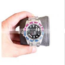 Automatic Mechanical Movement Men's Watch 904L Stainless Steel 40mm Rainbow Diamond Bezel Calendar Display Luminous Watch