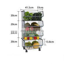 Kitchen Four Layers Storage Basket Fruits and Vegetables Storage Rack Movable Storage and Finishing Rack With Wheels thumbnail-5