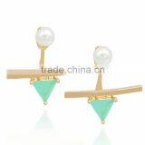 New Fashion Small Geometry Gold Ear Huggie Post Pearl Earrings Design For Girls thumbnail-1