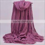 Wholesale Fringe Oversized Solid Color Plain Viscose Hijab thumbnail-3