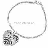 Genuine Austrian Clear Crystal Registered Nurse "ETM" Charm Chain Link Bracelet thumbnail-4