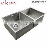 Wholesale Prices Handmade Stainless Steel Double Bowl Under Mount Kitchen Sinks thumbnail-6