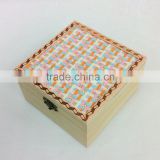 unfinished wooden treasure chest storage box with metal lock knitting lid paulownia