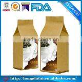 Factory Price Resealable Flat Bottom Kraft Paper Stand up Pouch for Coffee Packaging