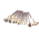 12pcs Pony Hair Makeup Brushes Set Coffee Concealer/powder/blush Brush Eyeshadow/eyelash//brow/lip Brush With Off-white Leather thumbnail-4