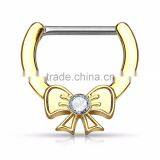 Nipple Clicker Ring Bow 14G Body Piercing Jewelry thumbnail-1