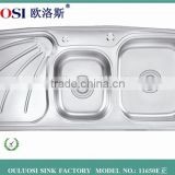 double bowl 304 stainless steel kitchen sink with drainboard for hotel                        
                                                                                Supplier's Choice