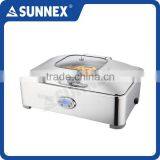 SUNNEX Modern Design Mirror Finish Stainless Steel Glass Lid Digital Control Full Size 8.5 Litre Catering Electric Chafing Dish thumbnail-4