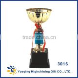 Hot sale plastic base high-end sports awards trophies souvenirs metal golden trophies 3016ABC china trophy cup