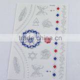 2015 new design 3D Metallic flash temporary tattoo temporary gold foil silver tattoo mixed color