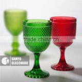 SAMYO red wine glass set pressed glass with rhombus decorative pattern