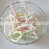 Noodle shaped colorful marshmallow