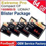 Blister Packing 64GB Real Capacity Extreme Pro CompactFlash CF Card UDMA7 95MB/s CF Memory Card 16 32 128 GB Micro Camera