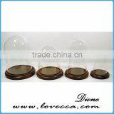 A Alibaba supplier Wholesale glass dome,glass cover with wooden base