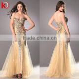 Off Shoulder Beading Rhinestone Sexy Revealing Slimming Evening Dress 2015