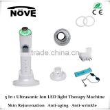 2016 5 in 1 Home use ultrasonic ionic LED light therapy equipment high quality EMS beauty machine