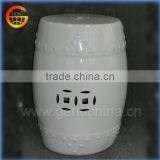 White Ceramic Garden Drum Stool thumbnail-1