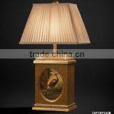 Vintage Hand Painting Desk Lamp With Shade, Imitated Candle Holder Wooden Desk Lamp, Solid Wood Carved Decorative Center Piece thumbnail-4